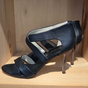 BCBG size 7.5M black strappy heels